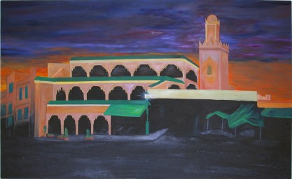 argana café restaurant de Marakech , huile sur toile, 120/240cm, 2012