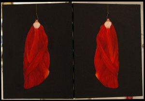 cuisses en suspension , huiles sur toiles, 60/40cm, 2009