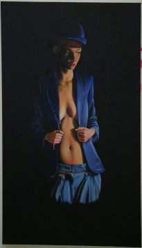 portrait de femme claire obscures, huiles sur toiles,150/85cm,2010