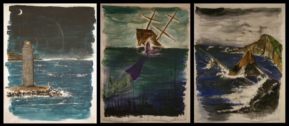 triptyque acrylique sur papier, 2m/4cm ,2006